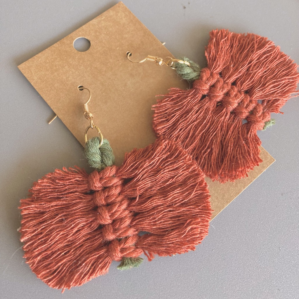 Macrame Pumpkin Earrings